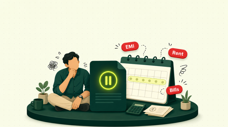 Moratorium period showing paused EMI payments and continuing loan interest