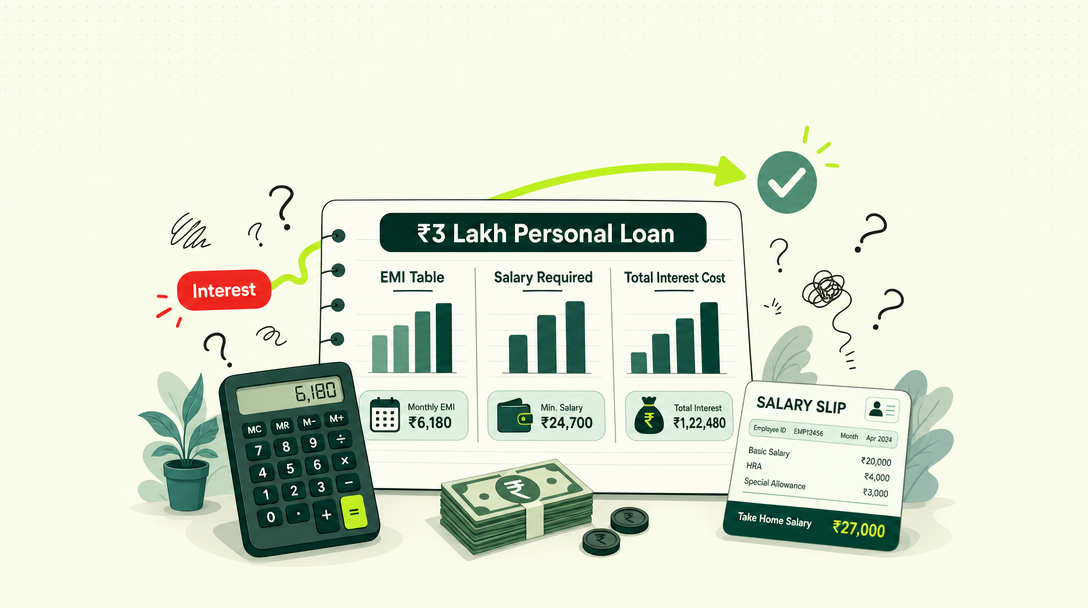 ₹3 Lakh Personal Loan: EMI Table, Salary Required, and Total Interest Cost